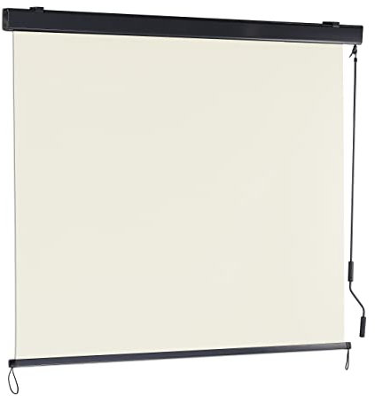 Relaxdays Beige Toldo Vertical, 250 x 160 cm, Estor Exterior Manivela, Protección contra Sol y Miradas, Balcón, Terraza, Aluminio, 250 x 160 x 10 cm