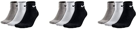 NIKE 9 Paar Socken One Quater Socks Herren Damen Kurze Socke Knöchelhoch, Farbcode + Farbe:A27 9 Paar bunt, Größe:38-42