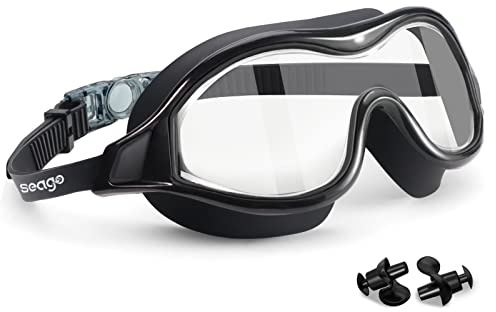 Seago Swim Goggles No Leaking Anti-Fog Swimming Goggles for Adult Men Women Youth Junior with Soft Silicone Gasket, UV Protection Waterproof 180° Clear Vision, Triathlon Pool Goggles Swim Glasses