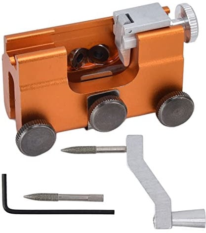 Riuulity Portable Chainsaw Sharpening Jig, Hand Crank Chain Sharpener, Pawls Ensure Accurate and Repeatable Tooth Positioning, Made of Tungsten Steel Grains and Alloy Materials(Yellow)