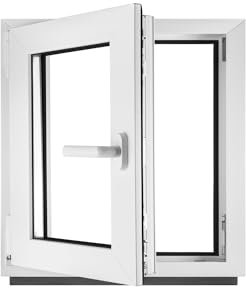 BauPLAZA - Finestra Serramenti in PVC - BIANCO - Vetro triplo - LxA 80 x 80 cm Sinistra - Rinforzo in acciaio - LxA 800 x 800 mm - Funzione Girevole - Ottima scelta