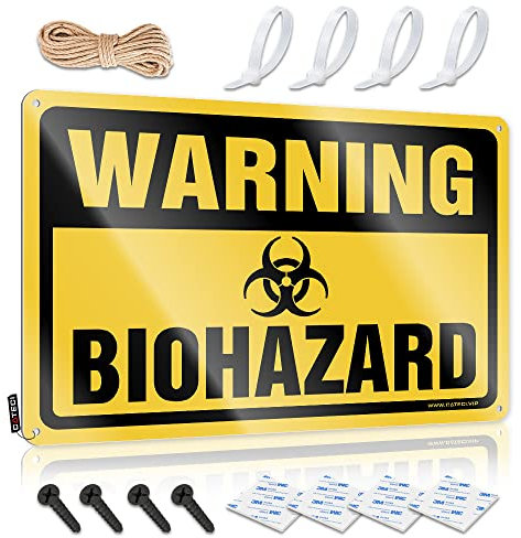 Auto Alarm Schild Warnung Biohazard Metallschild Wanddekoration Warnschilder Lustig (Größe: 20 x 30 cm)