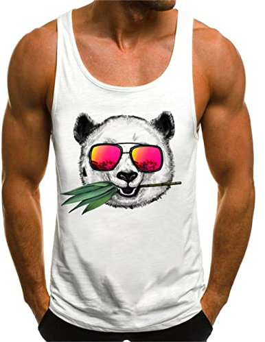 HOTCAT Tank Top Herren Tank-Top Panda Bär Aufdruck Tiermotiv mit Sonnenbrille Fashion Streetstyle Muskelshirt Muscle Shirt