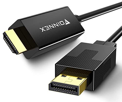 FOINNEX Câble DisplayPort vers HDMI, DP vers HDMI 2M UHD HDR, Cable Pour Laptop, PC, à Moniteur, TV, Projecteur, 1080P