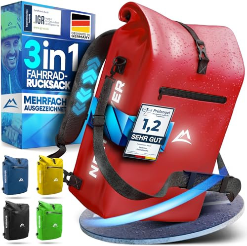 Nextcover® NEU 3in1 Fahrradtasche für Gepäckträger [Aquashield] - Gepäckträgertasche, Rucksack und Umhängetasche [25 Liter] I wasserdicht I