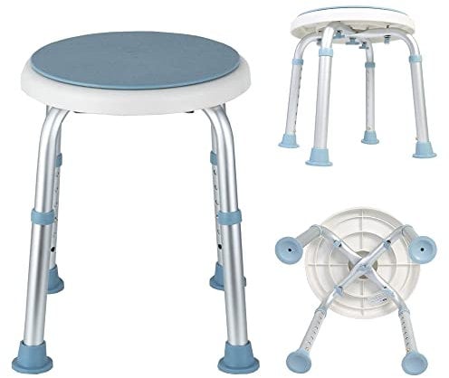 Ansobea Duschhocker Duschstuhl Rund 360 Grad drehbar, Duschhocker für senioren Höhenverstellbar, Duschsitz Anti-Rutsch Badhocker 136 kg, Badehocker