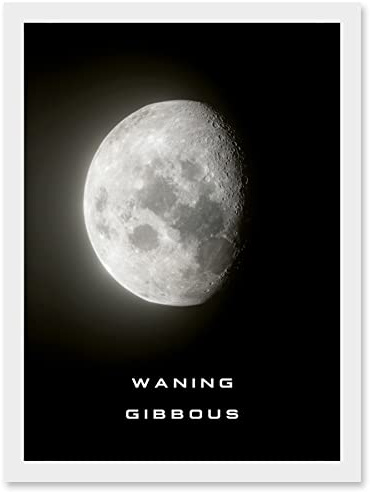 Artery8 Phases of the Moon Astronomy Waning Gibbous Lunar Space Poster Artwork Framed Wall Art Print A4