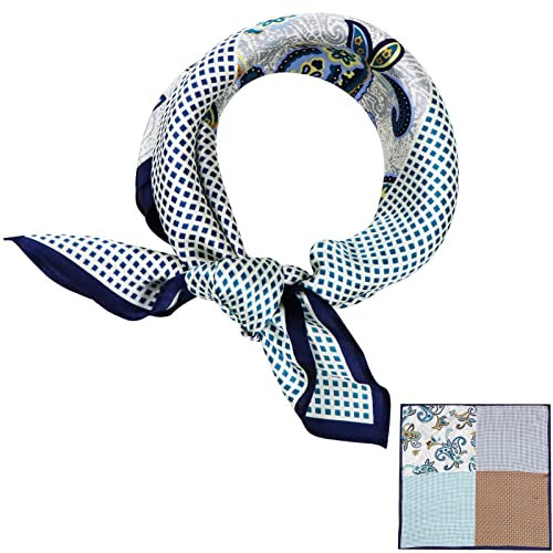 ZhaoCo 100% Natürliche Maulbeerseide Schal, 53x53cm Seidentuch Grafikdruck Klein Weich Quadratisch Seidenschal für Damen