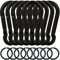 EGGMARCH 8 Pack Black Carabiner Clips with 8 Key Rings Heavy Duty Spring Snap Hook Zinc-Galvanized Steel Snap Clip Connector Link Hooks for Camping Fishing Hiking Swing Hammock Dog Leash (10 cm)