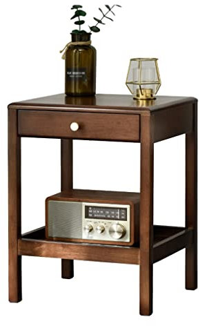 KITCISSL Nordic Living Style Stylischer Nachtschrank Beistelltisch Holz Kreative Rechteck Nachttisch Klein Nachtkästchen Modern Wohnzimmer Ende Couchtisch mit Schubladen