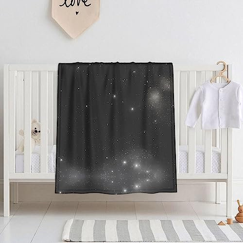 Schwarz-weiße Galaxie-Babydecken, Flanell und Veloursmaterial, leicht, warm genug, atmungsaktiv, keine schädlichen Substanzen, weiche Haptik, geeignet für Babys