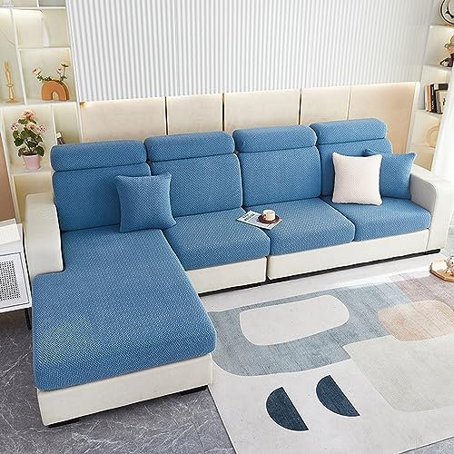 HUHJYUGE Ecksofa Couchbezug, Sofaiberwurf L Form Eckcouch 1 Sitzer, Stretch rutschfeste Sofahusse mit Elastischen Riemen, Schnittcouch-Chaiselounge-Bezug, Möbelschutzbezug (E 5)