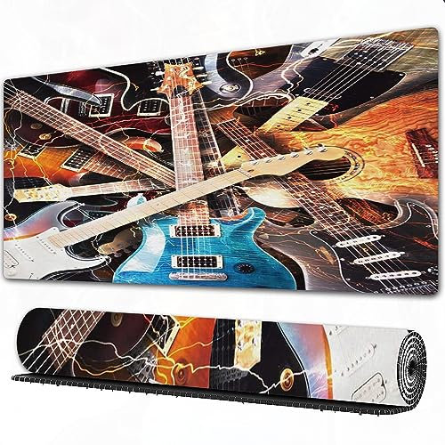 Gaming Mousepad XXL Musik Gitarre rutschfest und Wasserabweisend Mauspad Groß - Mouse Pad XXL Gaming Schreibtischunterlage PC Zubehör Gaming.