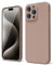 oakxco for iPhone 15 Pro Max Phone Case Liquid Silicone, Thin Slim Soft Rubber Gel TPU Plain Simple Cover for Women Girl Cute, Matte Solid Color,Brown Khaki Nude