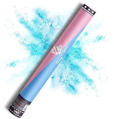 P&L Gender reveal Kanone in verschiedenen Packungsgrößen und 100% biologisch abbaubaren Pulver/Konfetti (Babyparty, Geschlechteroffenbarungsparty). 2er und 4er Pakete (Blau 2er, Pulver)