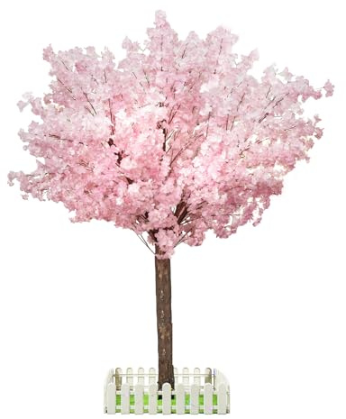 Árbol de cerezo artificial hecho a mano, centro de mesa de árbol de cerezo artificial rosa para bodas, fiestas, Navidad, jardín, interiores y exteriores (6 pies de alto/1,8 m)