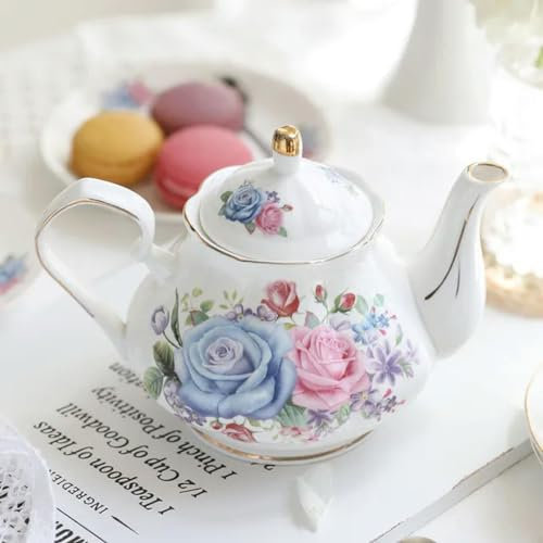 SOREZE Tetera de Porcelana de Hueso, Juego de cafetera de Camelia Rosa de 500ML, hervidor de Porcelana para el hogar, Jarra para Fiesta, café, Tetera