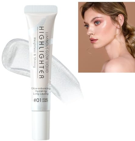 TBeautfave Liquid Highlighter Makeup, Cream Contour Face Illuminator, Natural Light Glitter for Face Body Eyes Collarbones Glow