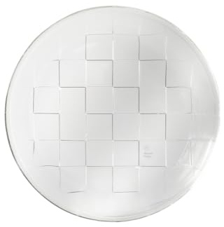 HMM X Akame - Woven Plate - 6.3 Inch Recycled Glass Plate for Salad & Dessert, Small Round Vintage Style Dish with Artisanal Basket Weave Design, SGS Certified - Clear
