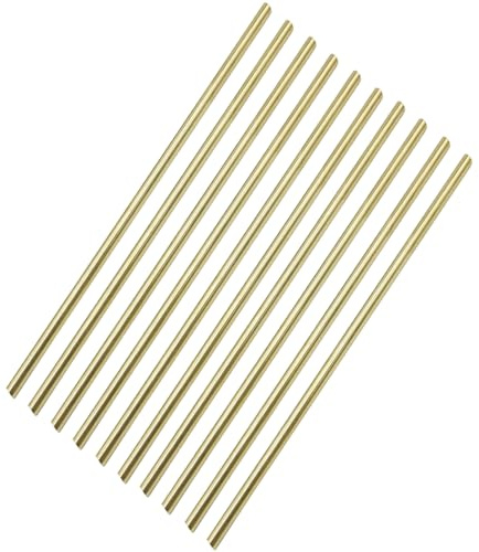 10PCS 5mm Brass Rod, Metal Solid Round Brass Rod Pin Lathe Bar Stock for RC Model Airplane Helicopter DIY Craft - 100mm Length