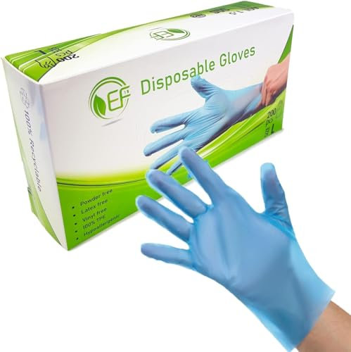 Nationwide Paper Einweg-Handschuhe, TPE, robust, dehnbar, 100% recycelbar, puderfrei, Vinyl, latexfrei, lebensmittelechte Schutzhandschuhe, Reinigungs- und Haushaltsarbeit, Größe L, Blau, 1000 Stück