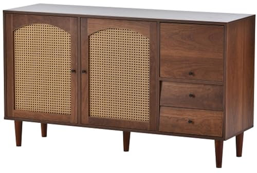 LUNEX HOME Sideboard Wohnzimmer Drei Schubladen Zwei Türen Nussbaum (Stil 2)