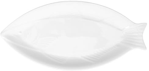 ABOOFAN Plato De Pescado De Cerámica Plato para Servir Pescado De Sushi Platos De Ensalada De Porcelana Blanca De 14 Pulgadas Plato con Forma De Pescado Platos De Carne Platos De