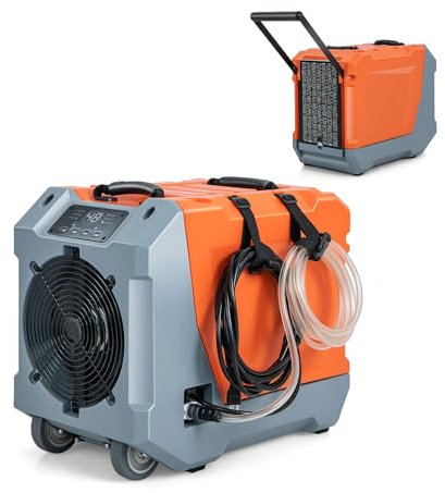 GOPLUS Luftentfeuchter 85 L/Tag, Bautrockner für Lager, Keller, Industrie Trocknungsgerät mit Ablaufschlauch, Pumpe, Digitalanzeige & Filter, Automatische Abschaltung, 24H Timer (Orange, 57x34x47 cm)