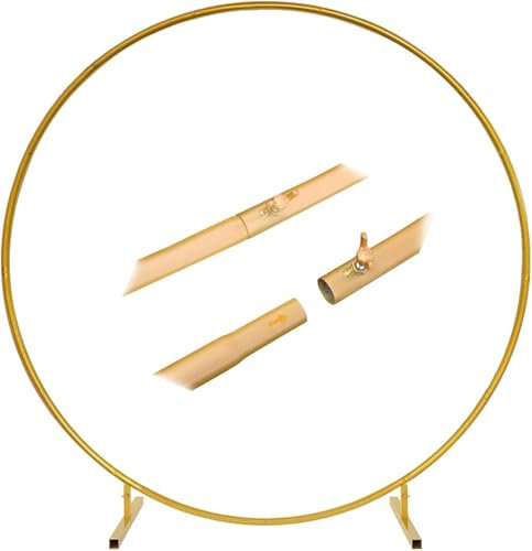 Wzglod Soporte redondo de metal para telón de fondo, marco circular de arco de boda con base, guirnalda de globos de pérgolas de jardín, para ceremonia, aniversario, fiesta de cumpleaños, decoración