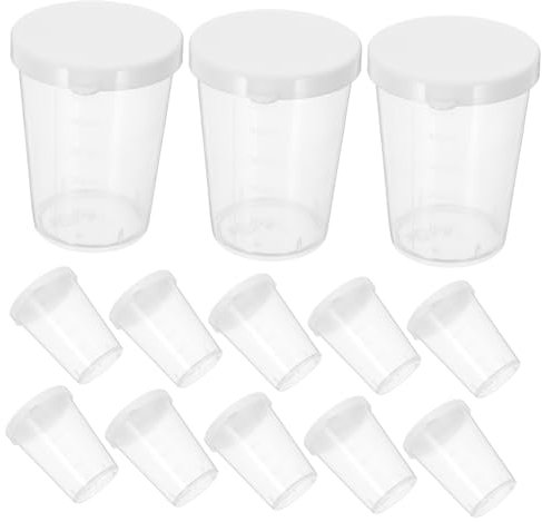 iplusmile 20piezas Unidades Tazas Medidoras De Plástico Con Tapa Transparente Vasos Con Escala Para Resinado Muestras y Almacenamiento Líquido Laboratorio