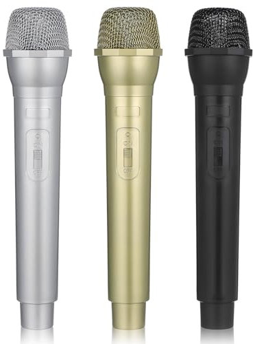 Garneck 3pcs Retro Plastic Fake Microphone Prop for Boys and Girls Pretend Play Party Costume Karaoke Dance Shows