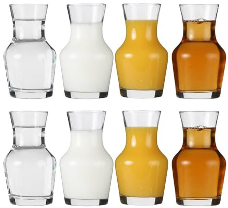 Lily's Home Individual Glass Wine Decanters, Miniature Personal Size Carafes Ideal for Dinner Parties and Wine Tastings, Makes Wonderful Gift (8.4 oz. Each, Set of 8)