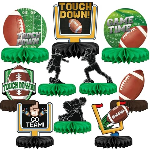 Rugby-Fußball-Party-Dekorationen, Waben-Tischaufsätze, 10 Stück, Super-Schüssel-Party-Tischaufsätze, Schilder, Fußball, Sport, Geburtstag, Party-Zubehör für Super Bowl, Spieltag