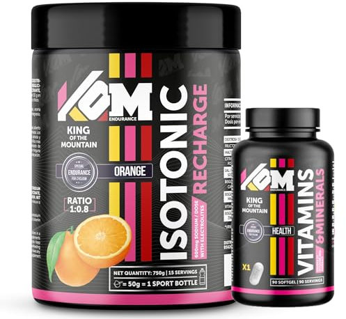 KOM ENDURANCE - Bebida Isotónica en Polvo para Deporte con Sales Minerales - 750 gr (Naranja)