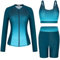 GRACE KARIN Women Rashguard Swimsuits Built-in Bra Swim Tops Sun Protective Bathing Suits with High Rise Pants Blue Black XL