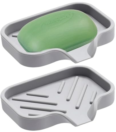COYUN 2 Stück Silikon Seifenschale mit Ablauf, Dusche, Ohne Bohren, für Bad und Küche