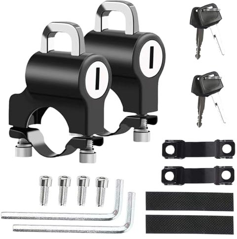 COZERI 2 Stück Helmschloss Motorrad Schloss, 16er set Universal Helm Sicherheitsschloss für Motorrad und Fahrrad, Inklusive 4 Schlüssel, 2 Anti-Rutsch Gummimatten, 2 Installationswerkzeuge,4 Schrauben