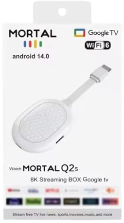 Android 14 TV Stick Dongle Q2S, 8K, Wifi 6, 2GB RAM, 16GB Storage, BT 5.0, Voice Remote, TV Box