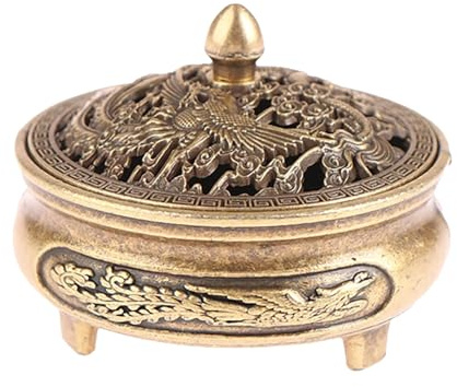 Tazón de Quemador de Incienso | Soporte de Incienso de aromaterapia de Metal | Tazón de Hierro y Tapa | para Palos, Conos, resinas, fusiones de Cera y carbón
