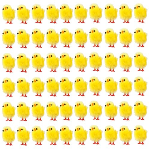 QUXVUIS 60 Stück Osterküken Mini entzückende Kunststoff Küken zum Basteln, tragbar, Festival Dekoration, Wohnheim, Kinderzimmer, Ornamente