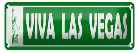 mrdeco Blechschild 27x10cm gewölbt Viva Las Vegas Freiheitsstatue Deko Schild