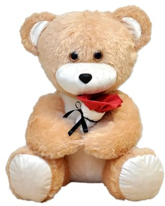 nana shop Orso peluche con rosa morbido grande pupazzo regalo per bambini e adulti (Caramello)