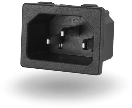 IEC C14 Kaltgeräte Einbaustecker Snap-In, 10A 250V AC, 3-polig (L/N/PE), Faston 4,8 mm, Einbau Netzanschluss für Geräte, kompatibel mit IEC C13 Kabel