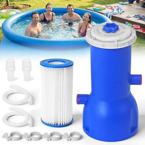 Pool Pump 1000 Gallons, Swimming Pool Pump with High Filtration, Water Circulation Above Ground Pool Pumps And Inflatable Paddling Pool Filter Pump, Keeps Water Crystal Clear Swimming Pool Filter Pump