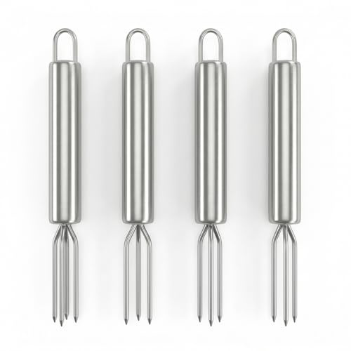 4 x Stainless Steel Potato Forks with 3 Prongs Reusable Potato Skewers Corn Skewers Corn Skewers Cob Skewers for Vegetables and Vrigliate Reusable