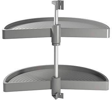 Emuca - Set of swivel trays for kitchen corner unit, 1/2 carousel of Ø650mm (25,6 inch) for 800mm (31,4 inch) blind corner, grey