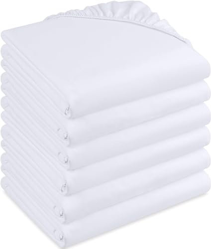 Utopia Bedding - 6er Set Spannbettlaken 90 x 190 cm - Weiß - Gebürstete Mikrofaser Spannbetttuch - 35 cm Tiefe Tasche