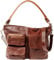 LECONI Schultertasche Ledertasche für Damen Vintage-Look echtes Leder Natur großer Shopper Lederhandtasche für DIN A4 Damentasche Frauen Handtasche 39x27x10cm braun LE0062-buf