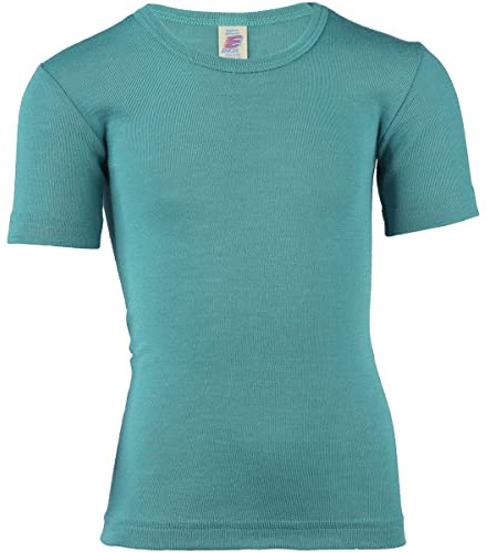 Engel Natur, Childrens Undershirt T-Shirt, 70% Organic Wool, 30% Silk (3-4 Years - EU 104, Kingfisher)