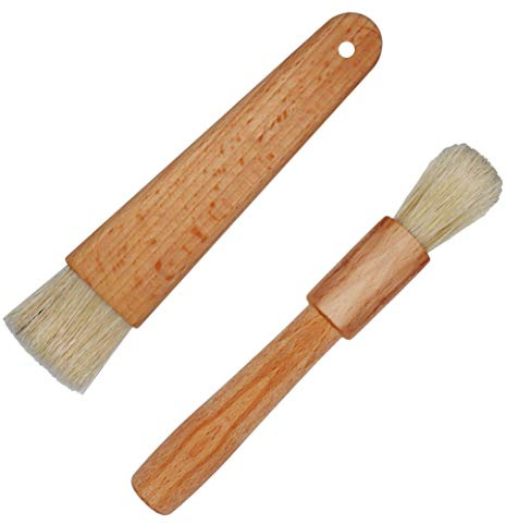 Exceliy 2 Sets Pastry Brushes with Wooden Handle & Natural Bristles
